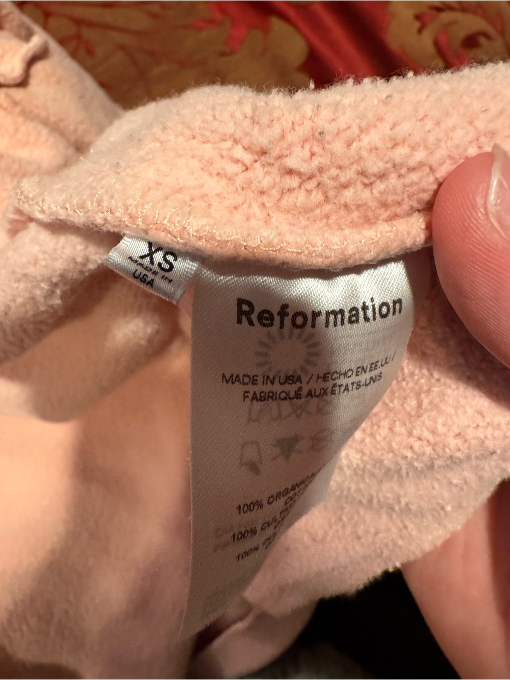 Reformation Soft Pink Zip-Front Hoodie View 5